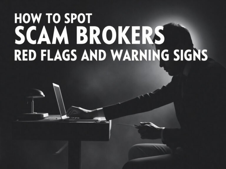 Illustration of red flags and warning signs for identifying scam brokers in trading